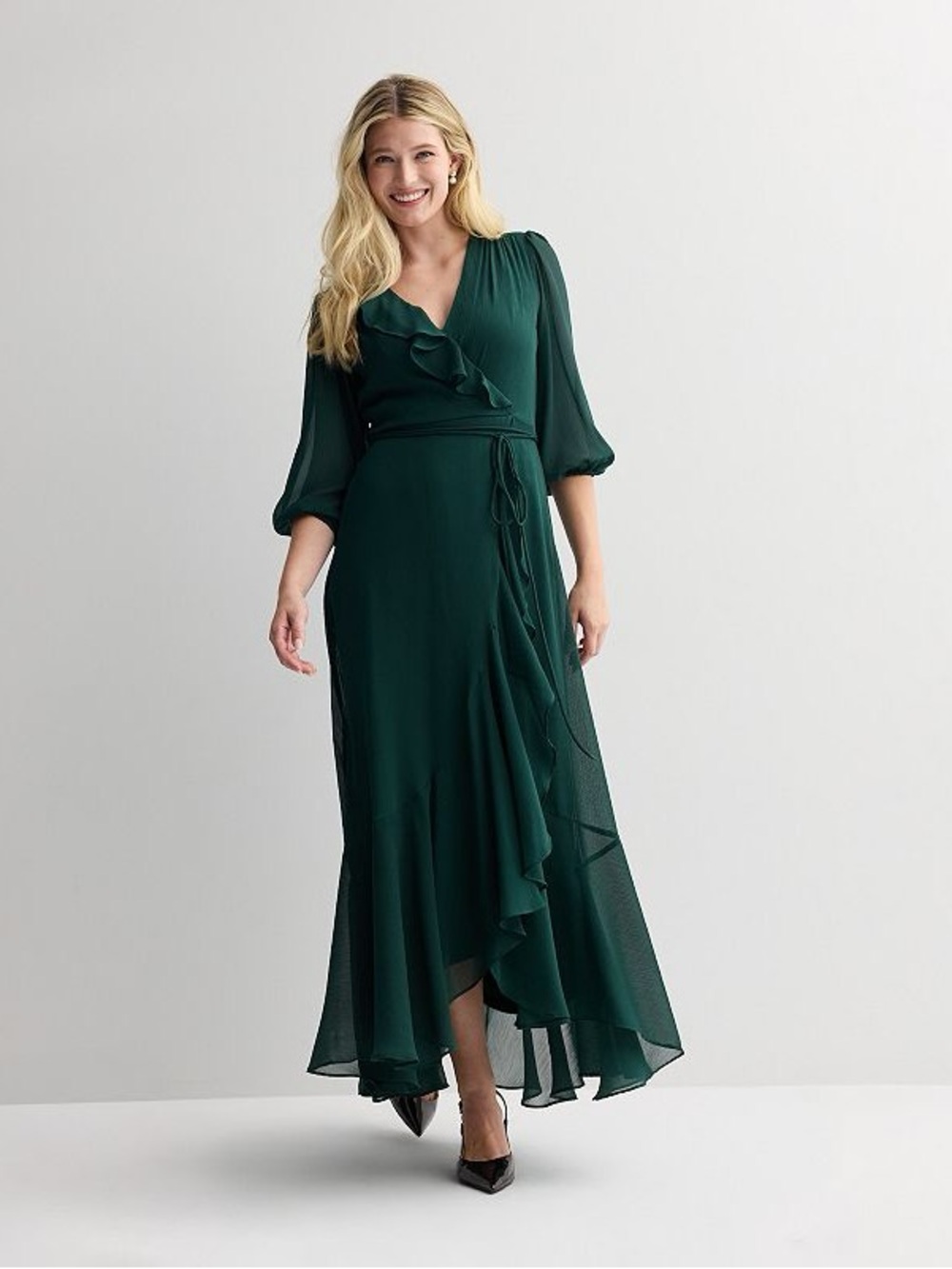 Women's Maison Tara Flowy Ruffle Faux Wrap Maxi Dress
